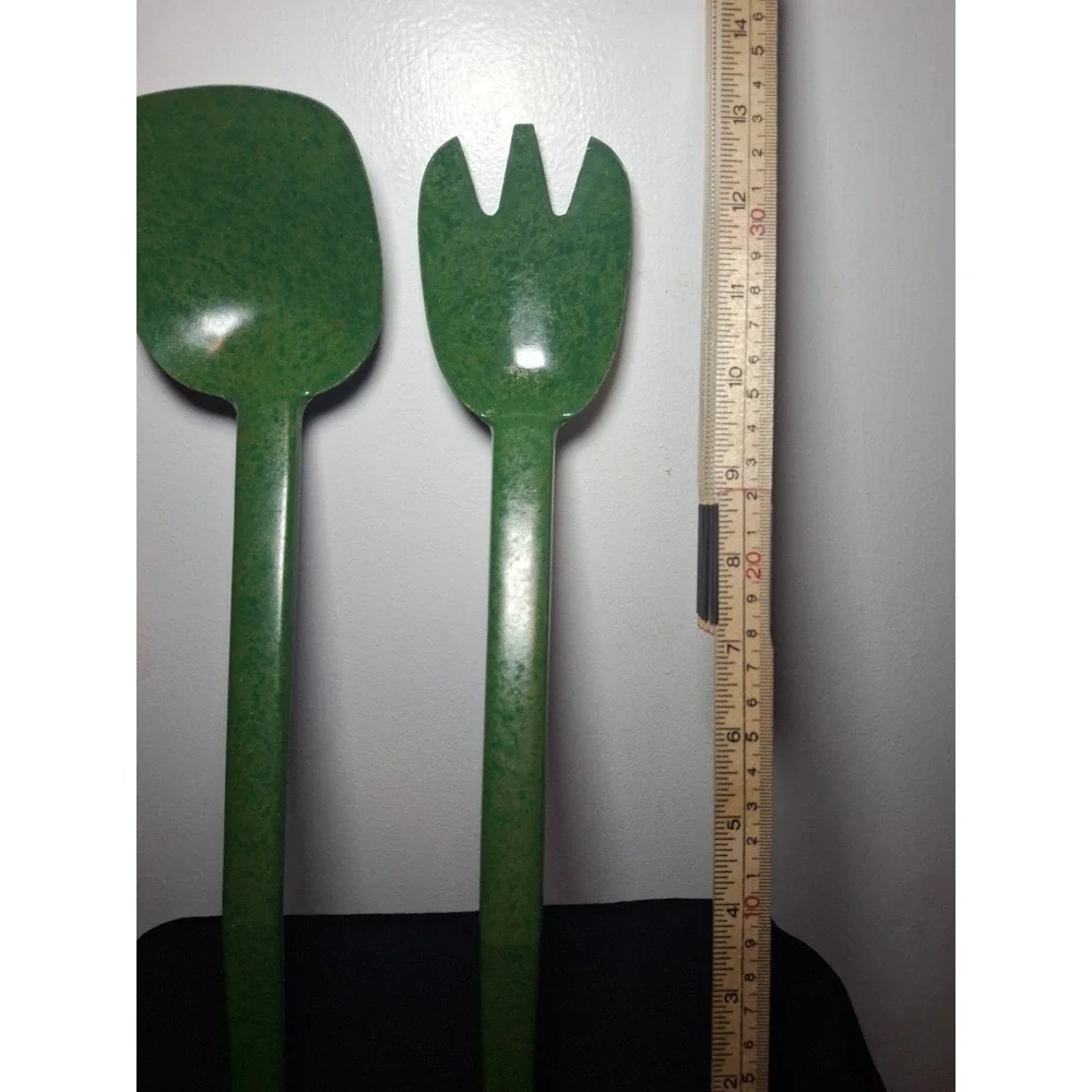 Vintage‎ green flintwood salad serving utensils